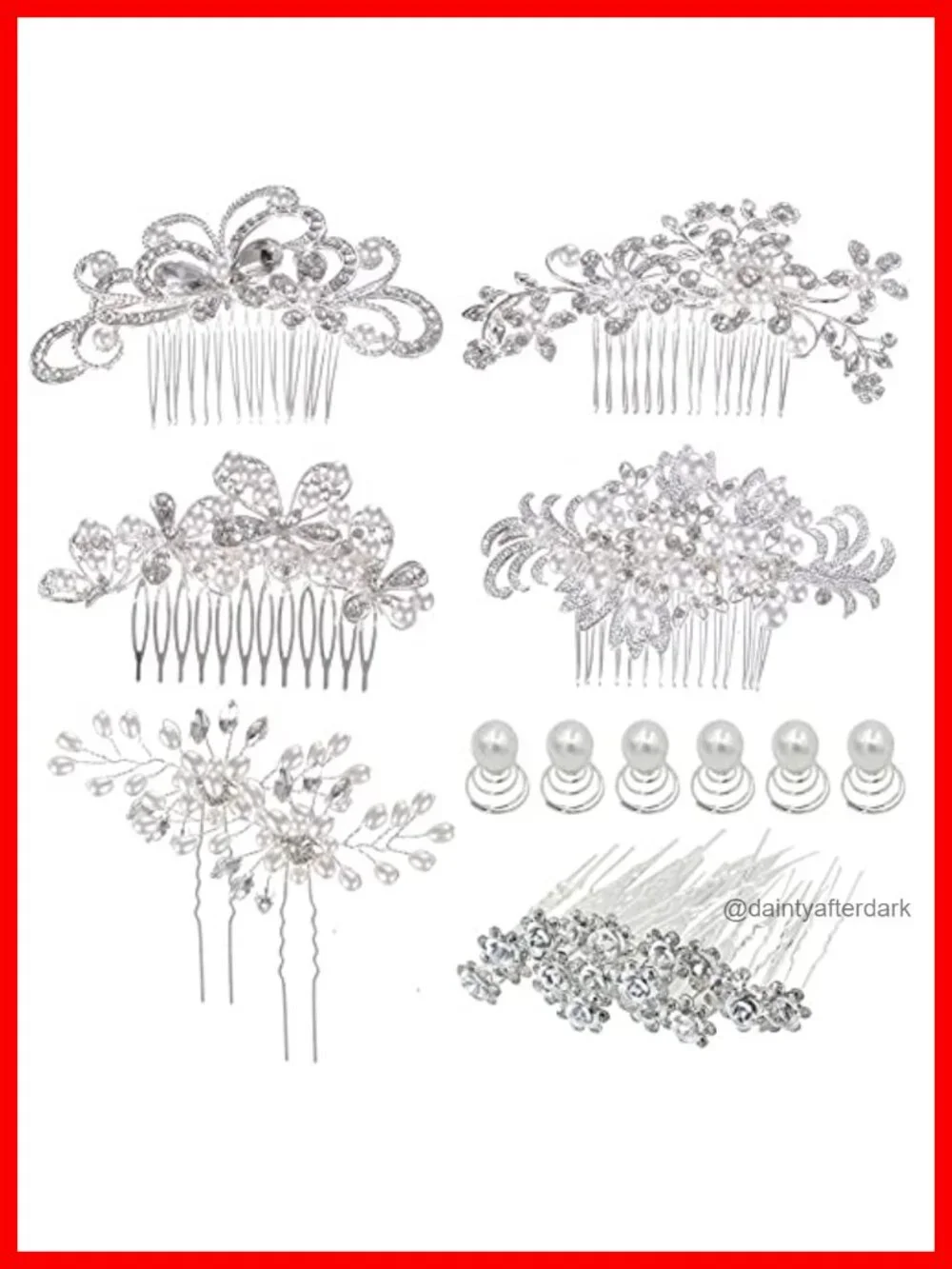 32 Pcs Wedding Hair Side Combs U-Shaped Twist Hair Pins Rhinestone Pearl Hair